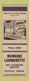 Matchbook Cover - Wawasee Launderette Laundry Syracuse IN WEAR