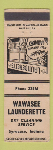 Matchbook Cover - Wawasee Launderette Laundry Syracuse IN WEAR
