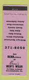 Matchbook Cover - Benn's Men's Clothes Wilkinsburg PA