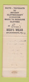 Matchbook Cover - Benn's Men's Clothes Wilkinsburg PA