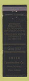 Matchbook Cover - Smith Construction Roads Streets Flora IN WEAR