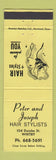 Matchbook Cover - Peter and Joseph Hair Salon Whitby ON