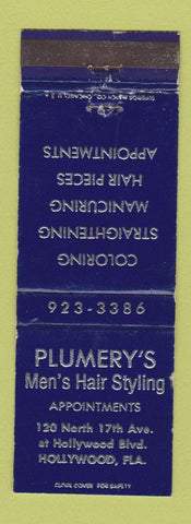 Matchbook Cover - Plumery's Men's Hair Salon Hollywood FL WEAR