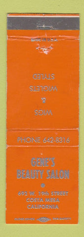 Matchbook Cover - Gene's Beauty Salon Costa Mesa CA WEAR