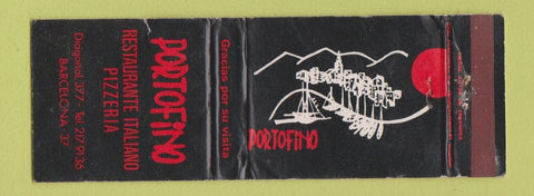 Matchbook Cover - Portofino Pizza Barcelona Spain WORN