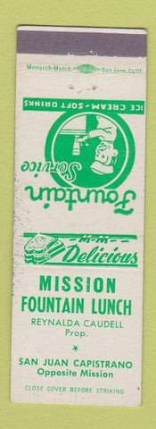 Matchbook Cover - Misson Fountain Lunch San Juan Capistrano CA WEAR