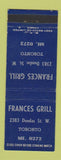 Matchbook Cover - Frances Grill Toronto ON
