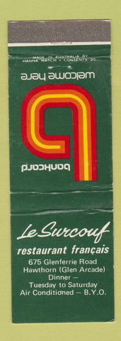 Matchbook Cover - Le Surcouf Restaurant French Hawthorn Australia