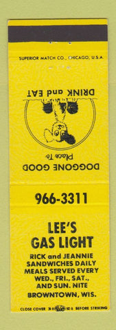 Matchbook Cover - Lee's Gas Light Restaurant Browntown WI