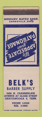 Matchbook Cover - Belk's Barber Supply Chattanooga TN SAMPLE