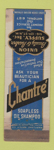 Matchbook Cover - Chantre Oil Shampoo Union Barber Supply WORN