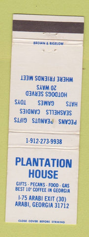 Matchbook Cover - Plantation House Pecans Peanuts Arabi GA WEAR