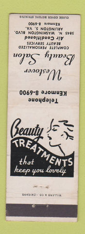 Matchbook Cover - Westover Beauty Salon Arlington VA WEAR