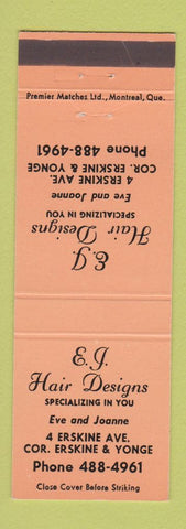 Matchbook Cover - EJ Hair Salon Toronto ON ORANGE