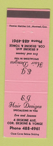 Matchbook Cover - EJ Hair Salon Toronto ON PINK