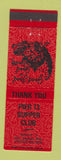 Matchbook Cover - Pier 13 Supper Club Wisconsin Rapids WI