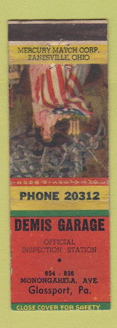 Matchbook Cover - Demis Garage Glassport PA WEAR