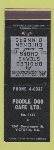 Matchbook Cover - Poodle Dog Cafe Victoria BC