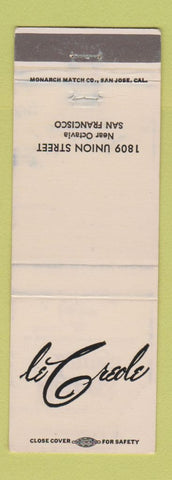 Matchbook Cover - Le Creole Restaurant San Francisco CA WEAR