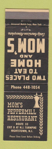 Matchbook Cover - Mom's Peppermill Restaurant Hightstown NJ