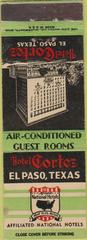 Matchbook Cover - Hotel Cortez El Paso TX