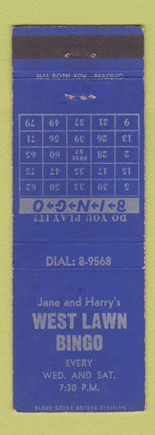 Matchbook Cover - West Lawn Bingo PA