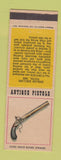 Matchbook Cover - Antique Pistols English Duelling 1805 Flintlock 1960's?