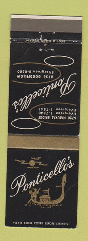 Matchbook Cover - Ponticello's Restaurant St Louis MO WEAR