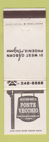 Matchbook Cover - Ristorante Ponte Vecchio Italian Phoenix AZ