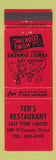 Matchbook Cover - Ted's Restaurant East York ON