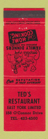 Matchbook Cover - Ted's Restaurant East York ON