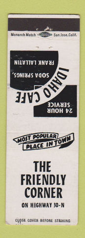Matchbook Cover - Idaho Cafe Soda Springs ID