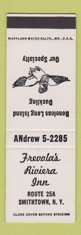 Matchbook Cover - Frevola's Riviera Inn Smithtown NY SAMPLE