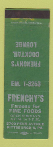 Matchbook Cover - Frenchy's Restaurant Pittsburgh PA GREEN