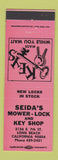 Matchbook Cover - Seida's Mower Lock Key Shop Long Beach CA