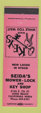 Matchbook Cover - Seida's Mower Lock Key Shop Long Beach CA