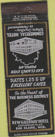 Matchbook Cover - New Galloway Hotel Eau Claire WI