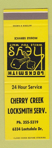 Matchbook Cover - Cherry Creek Locksmith Service Denver Colorado SAMPLE