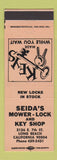 Matchbook Cover - Seida's Mower Lock Key Shop Long Beach CA PEACH