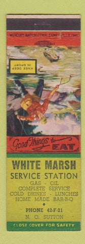 Matchbook Cover - White Marsh Service oil gas NO Sutton
