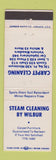 Matchbook Cover - Steam Cleaning by Wilbur Carpet Warren MI