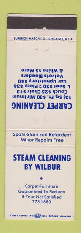 Matchbook Cover - Steam Cleaning by Wilbur Carpet Warren MI