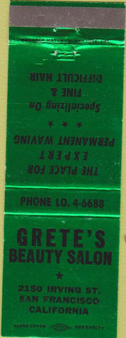 Matchbook Cover - Grete's Beauty Salon San Francisco CA