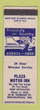 Matchbook Cover - Plaza Motor Inn Auto Body Indianapolis IN