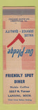 Matchbook Cover - Friendly Spot Diner Lansing MI