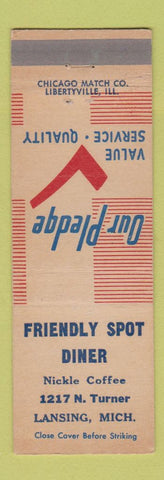 Matchbook Cover - Friendly Spot Diner Lansing MI