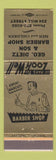 Matchbook Cover - Geo Dietz and Son Barber Shop GOLD