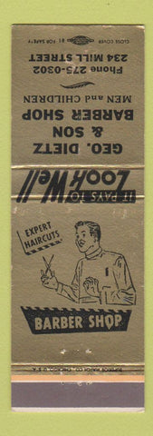 Matchbook Cover - Geo Dietz and Son Barber Shop GOLD