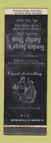 Matchbook Cover - Gordon Sorge's Barber Shop Stettler AB WORN