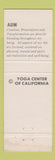 Matchbook Cover - Yoga Center of California CA